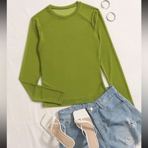 See through mesh long sleeve shirt